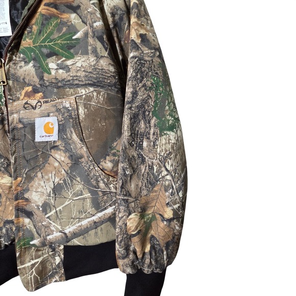 Reworked Upcycled Carhartt EJ001 Black Jacket Camo Trim Size M - Picture 5 of 8